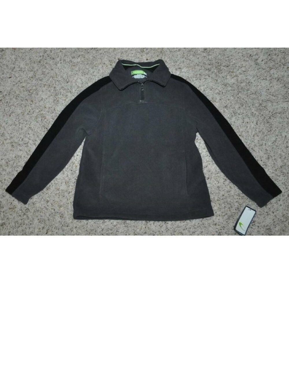 Tek Gear Sweatshirt 10/12 Boys Fleece Gray Black Long Sleeve 1/4 Zip Neck Shirt
